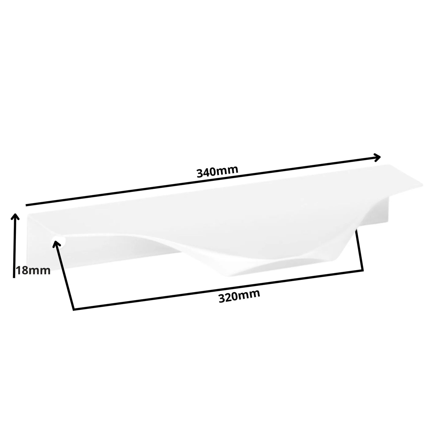 Edge Grip Round Profile Cabinet Handle 12-5/8 inch (320 mm) (13-3/8 inch (340 mm) Overall Length) - White