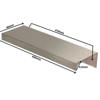 Edge Grip Round Profile Handle 16-3/8 inch / 416 mm (17-3/16 inch / 436 mm Overall Length) - Brushed Stainless Steel Look