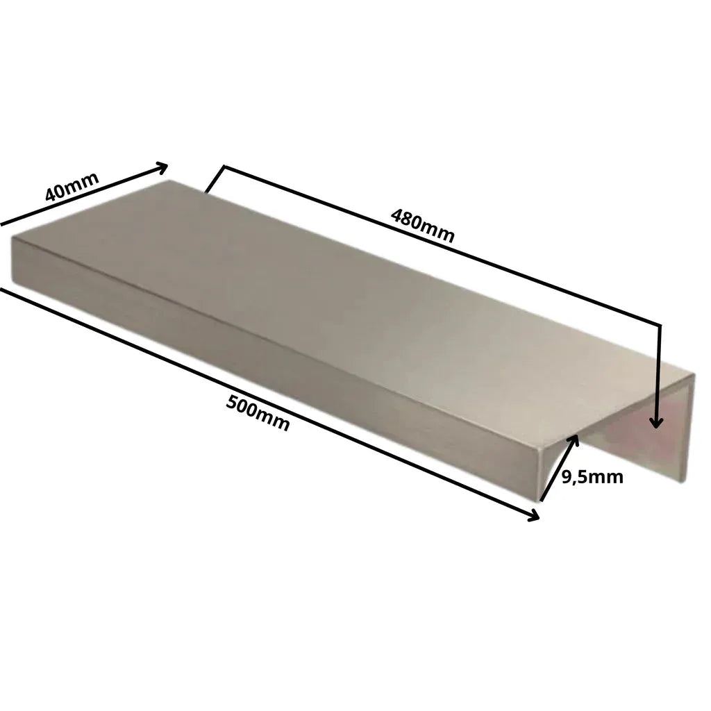 Edge Grip Round Profile Handle 18-7/8 inch (480 mm) Hole Centers (19-11/16 inch (500 mm) Overall Length) - Brushed Stainless Steel Look