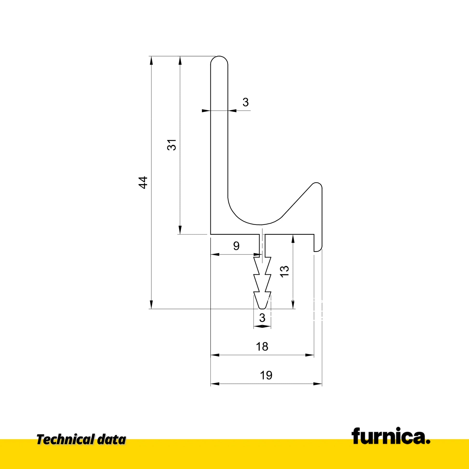 Recessed Channel II T18 / 137-13/16 inch (350 cm) - Anodized Aluminum