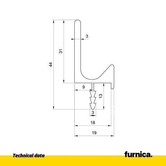 Recessed Channel II T18 / 137-13/16 inch (350 cm) - Anodized Aluminum