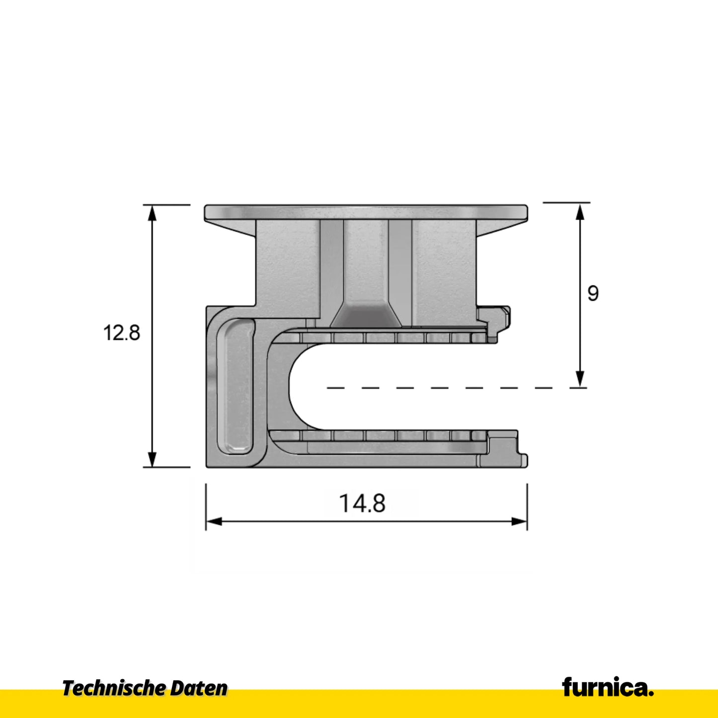 Cam Lock 9/16 inch (15 mm), H=11/32 inch (9.0 mm) - 1 Pc.