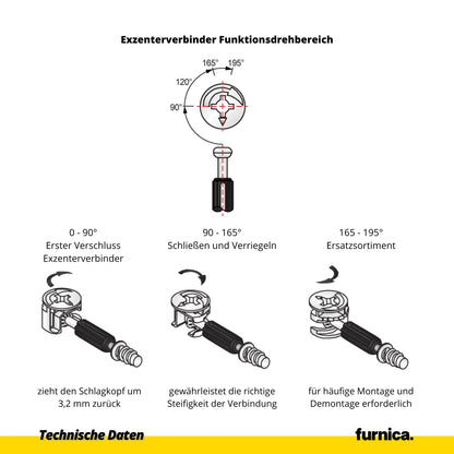 Cam Lock 9/16 inch (15 mm), H=11/32 inch (9.0 mm) - 1 Pc.