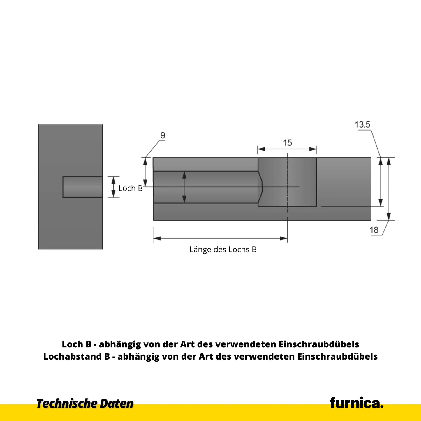 Cam Lock 9/16 inch (15 mm), H=11/32 inch (9.0 mm) - 1 Pc.