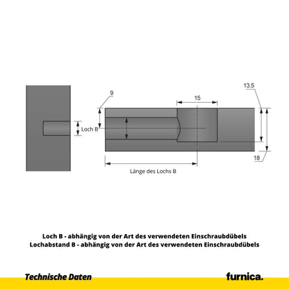 Cam Lock 9/16 inch (15 mm), H=11/32 inch (9.0 mm) - 1 Pc.