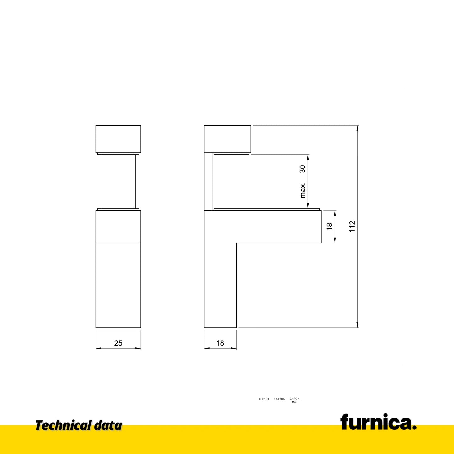Glass and Shelf Bracket L-Shape III - Chrome