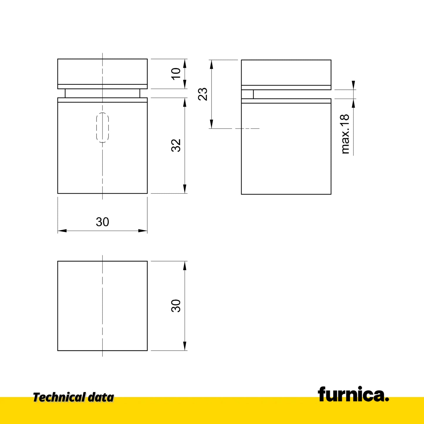 Glass & Panel Bracket / Table Top Fastener Rectangular - Satin