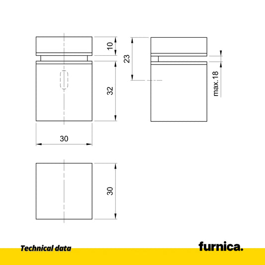 Glass & Panel Bracket / Table Top Fastener Rectangular - Satin