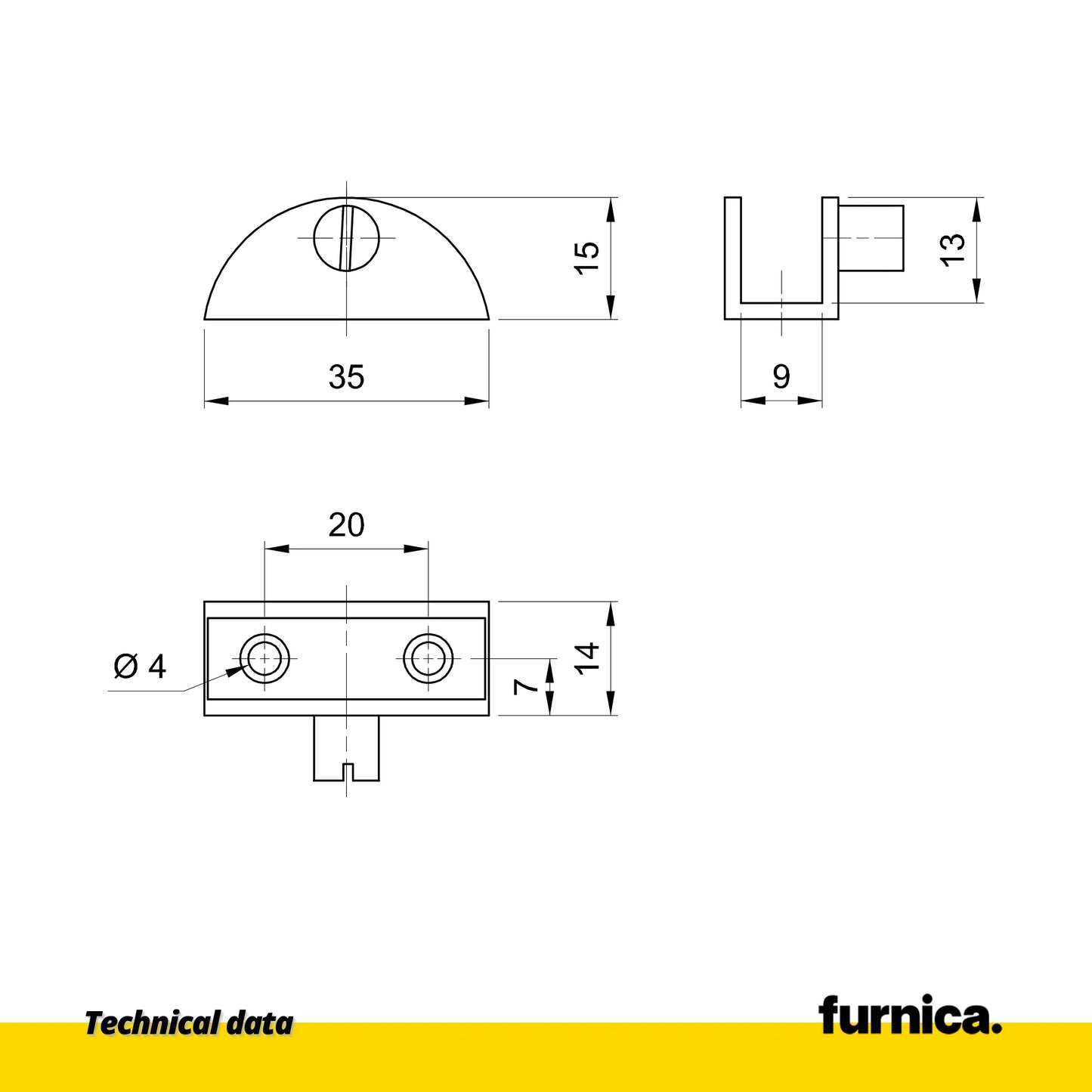 Glass Shelf Bracket Half-Round - Satin