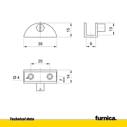Glass Shelf Bracket Half-Round - Satin
