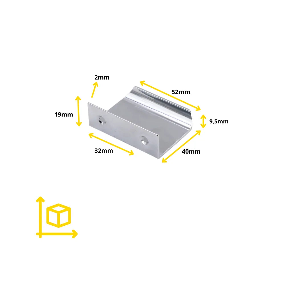 Edge Pull Profile Handle 1-1/4 inch (32 mm) Center-to-Center (2-1/16 inch / 52 mm Overall Length) - Electropolished