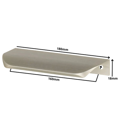 Rounded Edge Pull Handle 6-5/16 inch (160 mm) Center-to-Center (7-1/16 inch / 180 mm Overall Length) - Brushed Stainless Finish
