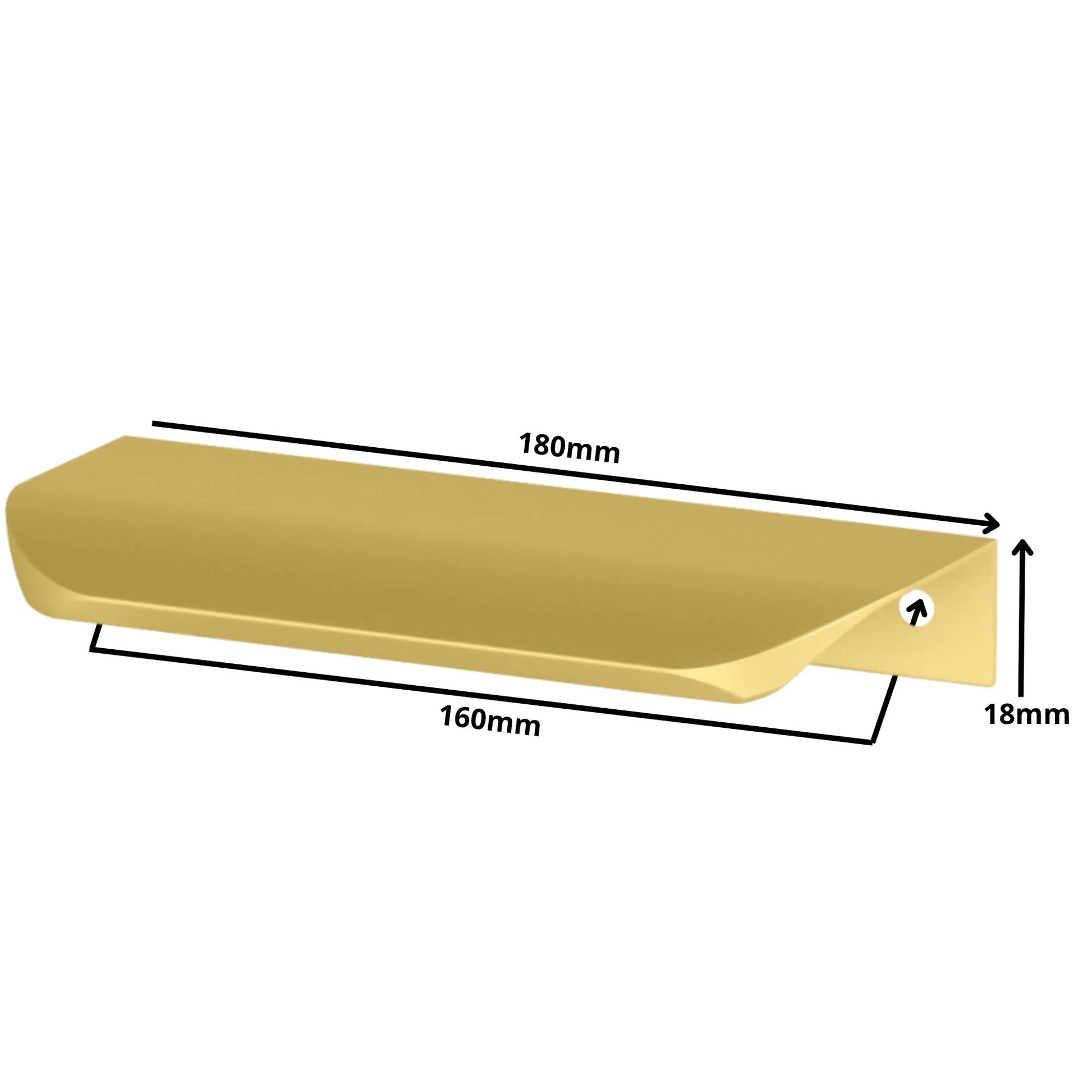 Round Edge-Mounted Edge Pull Handle 6-5/16 inch (160 mm) (7-1/16 inch / 180 mm Overall Length) - Gold