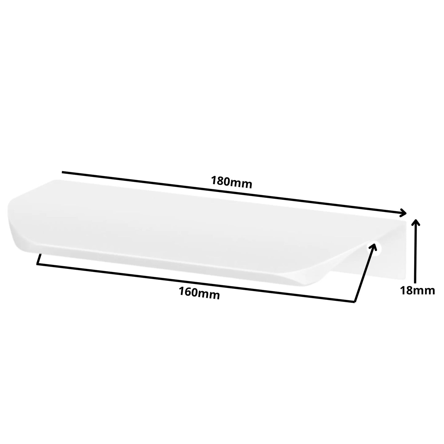 Rounded Edge Pull Profile 6-5/16 inch (160 mm) Centers (7-1/16 inch / 180 mm Overall Length) - White