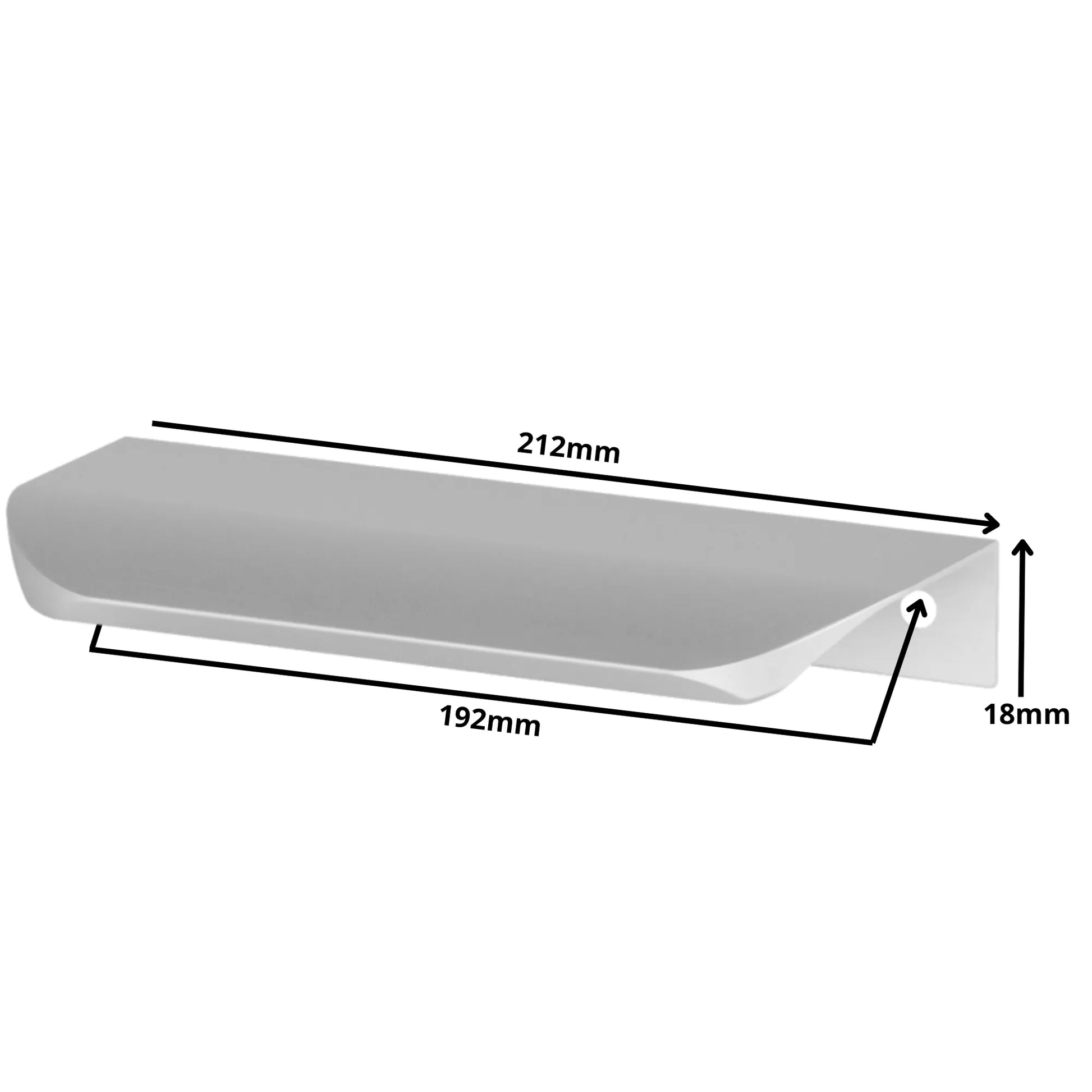 Rounded Edge Profile Cabinet Handle 7-9/16 inch (192 mm) Centers (8-3/8 inch / 212 mm Overall Length) - Aluminum