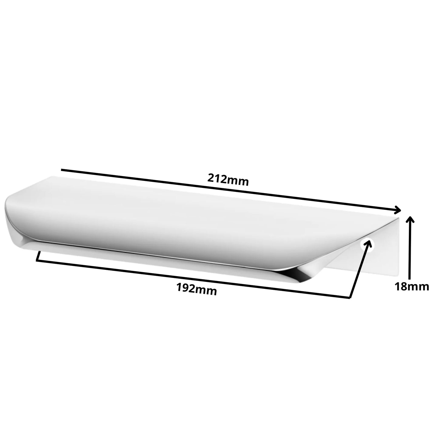 Rounded Profile Edge Pull 7-9/16 inch / 192 mm (8-3/8 inch / 212 mm Overall Length) - Electropolished