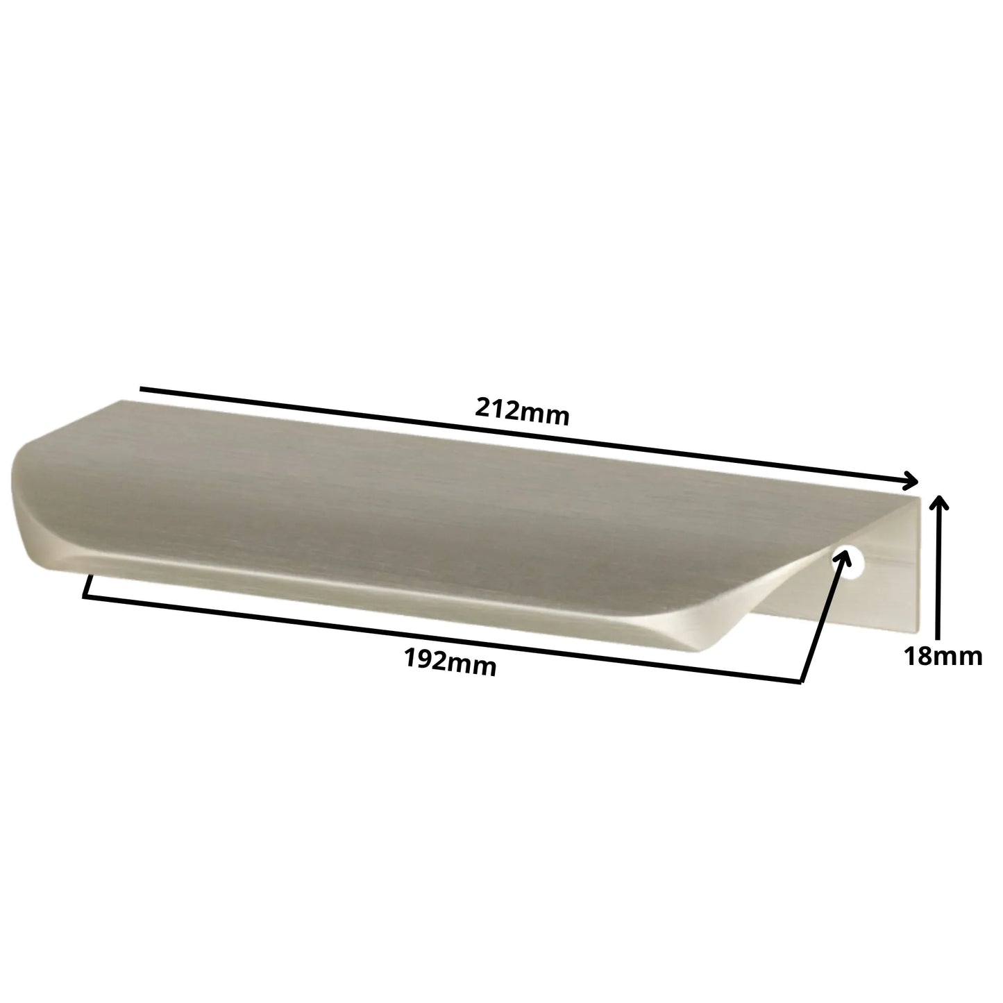 Rounded Edge Profile Edge Pull Handle 7-9/16 inch (192 mm) (8-3/8 inch / 212 mm Overall Length) - Brushed Stainless Steel