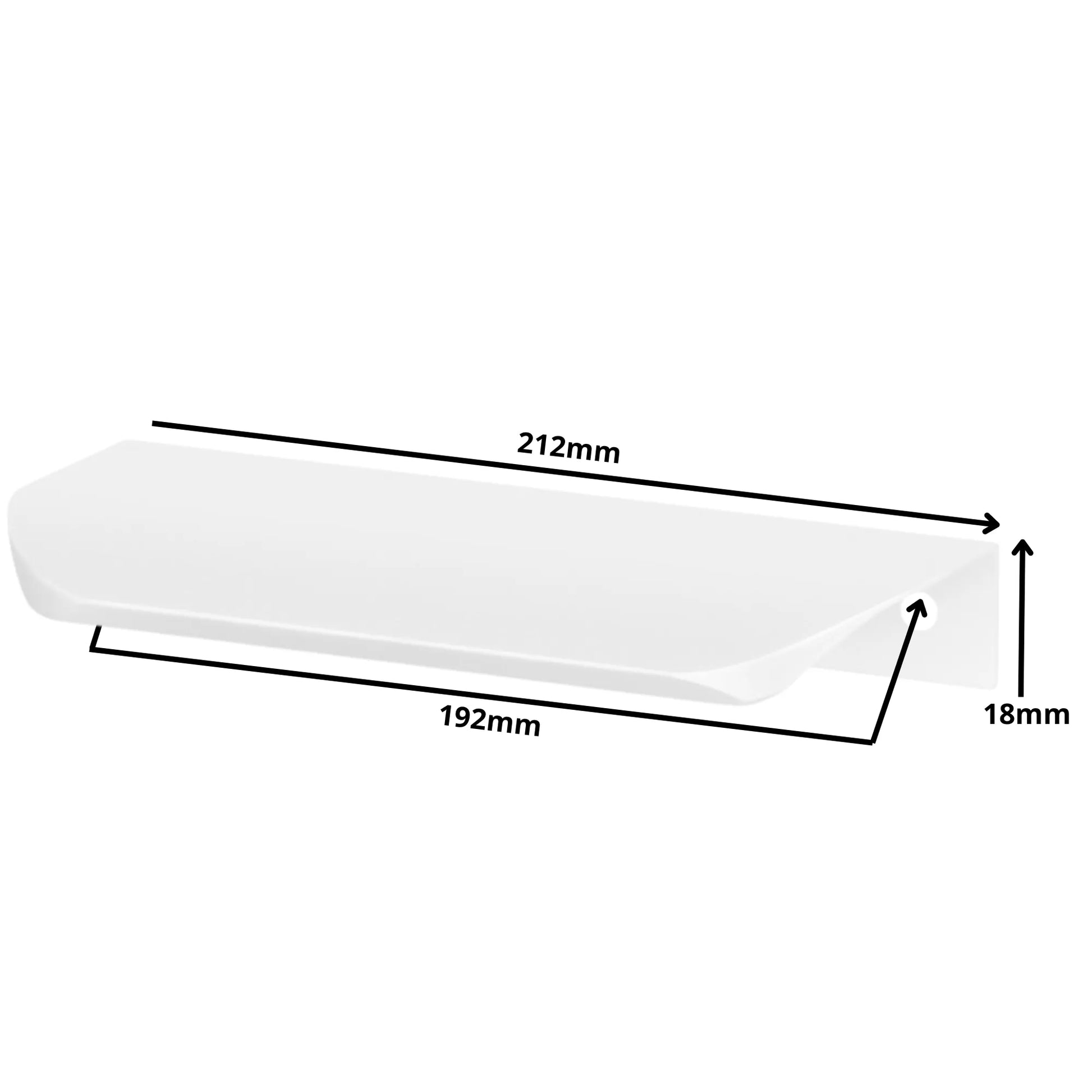Rounded Edge Profile Cabinet Pull 7-9/16 inch (192 mm) (8-3/8 inch / 212 mm Overall Length) - White