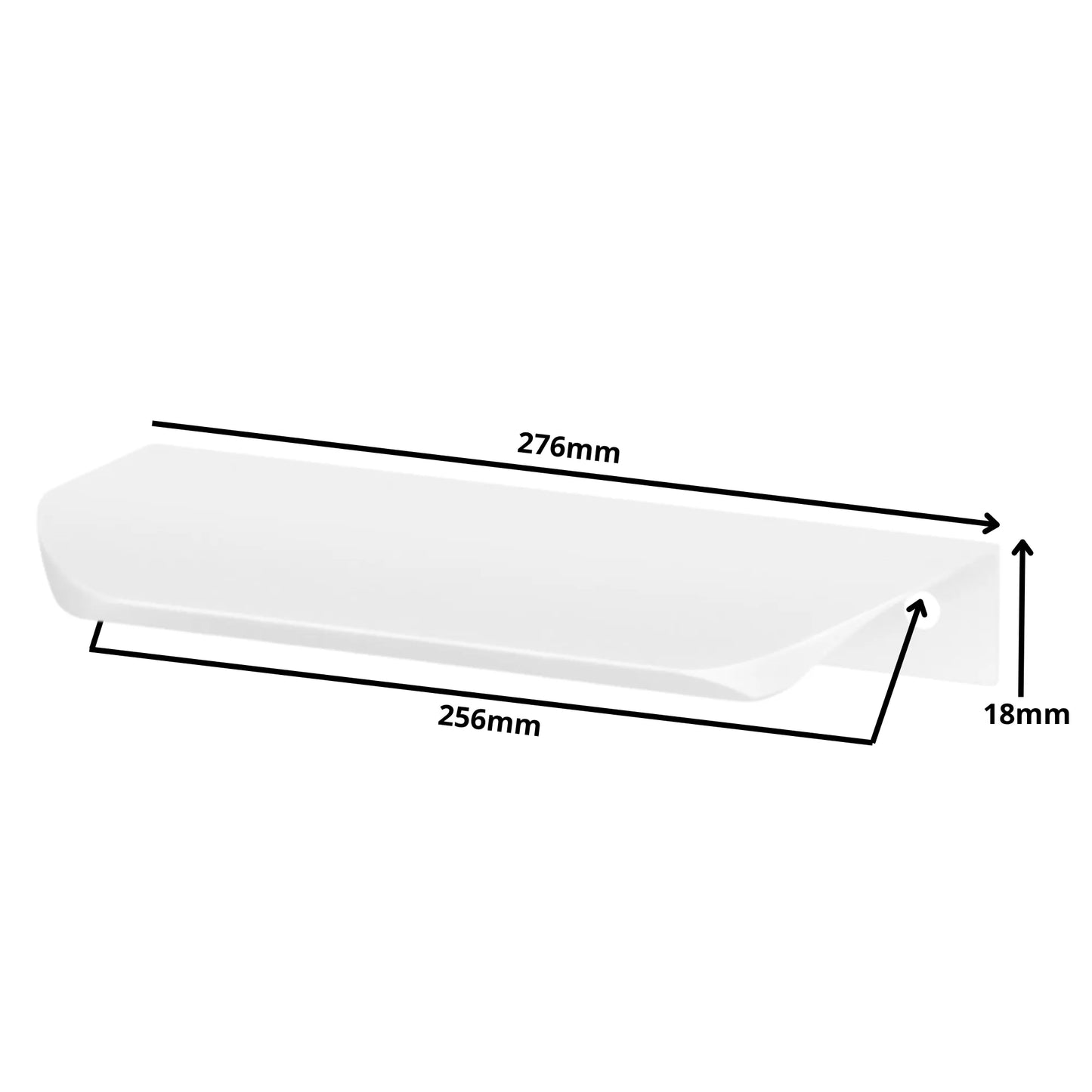 Rounded Edge Profile Cabinet Handle 10-1/16 inch (256 mm) (10-7/8 inch / 276 mm Overall Length) - White
