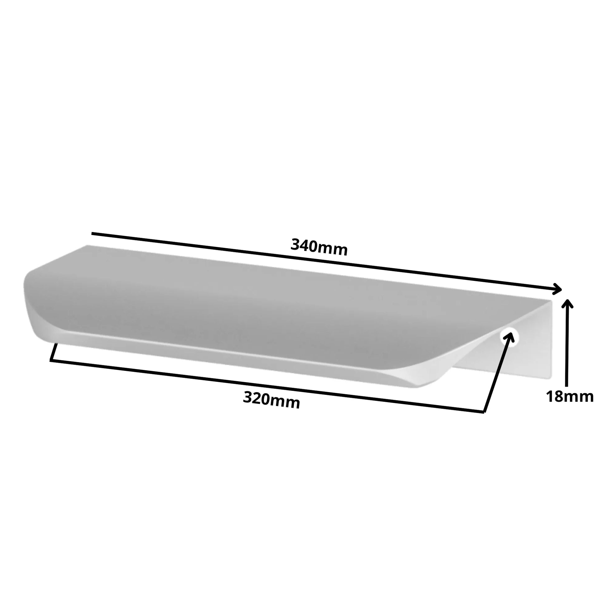 Rounded Edge Profile Cabinet Door Pull 12-5/8 inch (320 mm) (13-3/8 inch / 340 mm Overall Length) - Aluminum