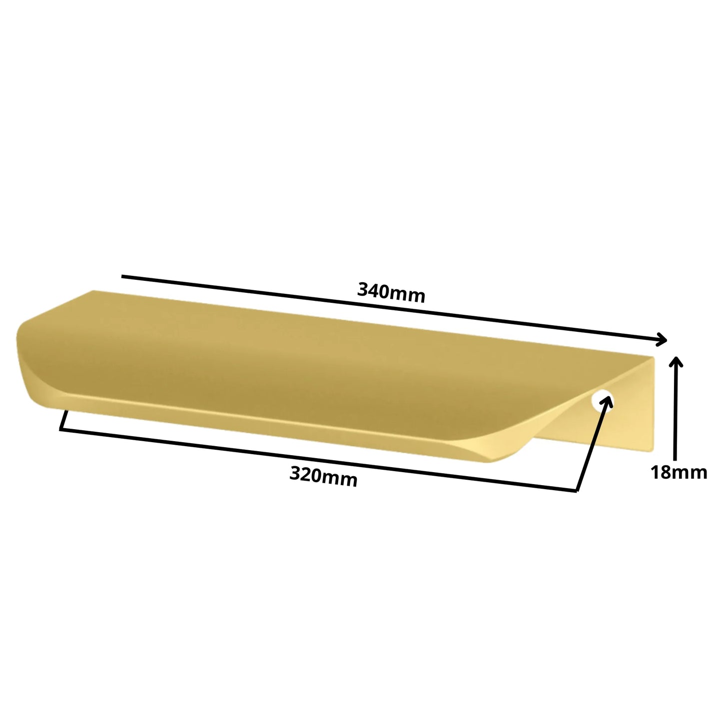 Rounded Edge Profile Cabinet Handle 12-5/8 inch (320 mm) (13-3/8 inch (340 mm) Overall Length) - Gold