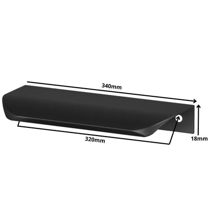 Round Profile Edge-Mount Finger Pull 12-5/8 inch / 320 mm (13-3/8 inch / 340 mm Overall Length) - Matte Black