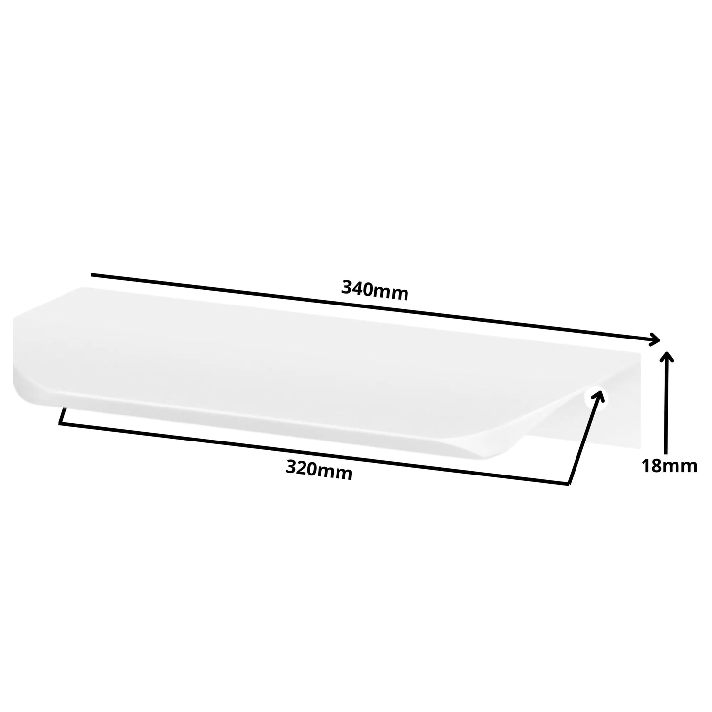 Rounded Edge Pull Profile 12-5/8 inch (320 mm) Hole Centers (13-3/8 inch / 340 mm Overall Length) - White