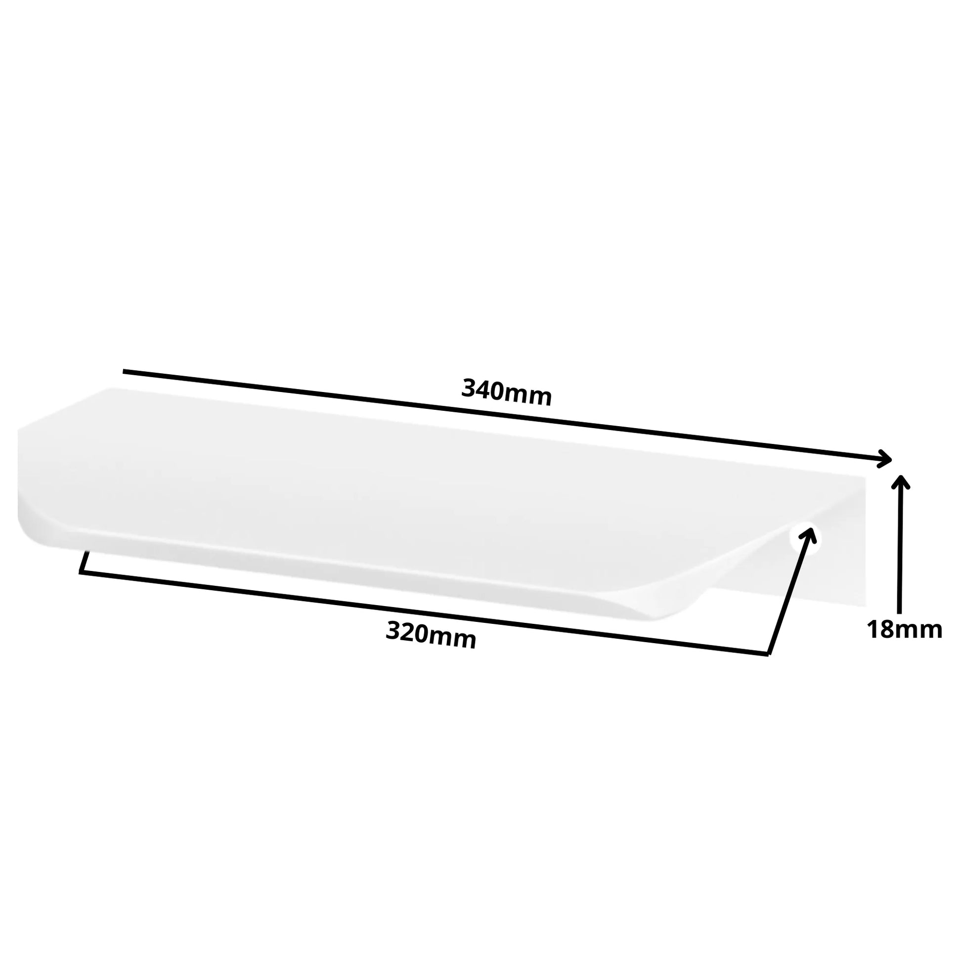 Rounded Edge Pull Profile 12-5/8 inch (320 mm) Hole Centers (13-3/8 inch / 340 mm Overall Length) - White