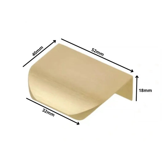 Rounded Profile Edge Pull Cabinet Handle 1-1/4 inch (32 mm) (2-1/16 inch (52 mm) Overall Length) - Gold