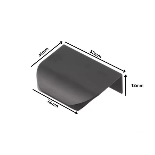 Edge Pull Profile Handle Rounded 1-1/4 inch (32 mm) Center-to-Center (2 inch / 52 mm Overall Length) - Matte Black