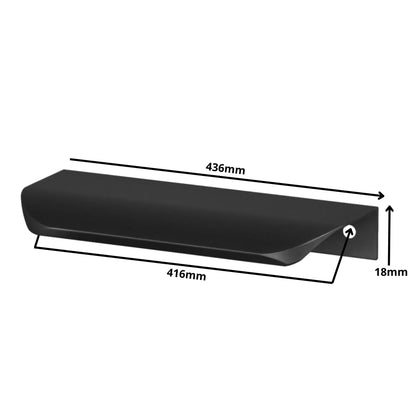 Rounded Edge Profile Cabinet Handle Pull 16-3/8 inch (416 mm) (17-3/16 inch (436 mm) Overall Length) - Matte Black