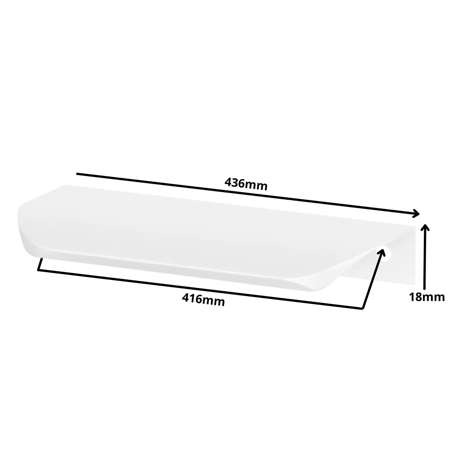 Rounded Edge Profile Cabinet Handle 16-3/8 inch (416 mm) (17-3/16 inch (436 mm) Overall Length) - White
