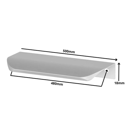 Rounded Edge Pull Profile Cabinet Handle 18-7/8 inch (480 mm) (19-11/16 inch / 500 mm Overall Length) - Aluminum