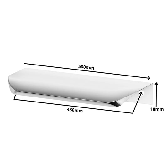 Rounded Edge Profile Cabinet Handle 18-7/8 inch / 480 mm (19-11/16 inch / 500 mm Overall Length) - Electropolished