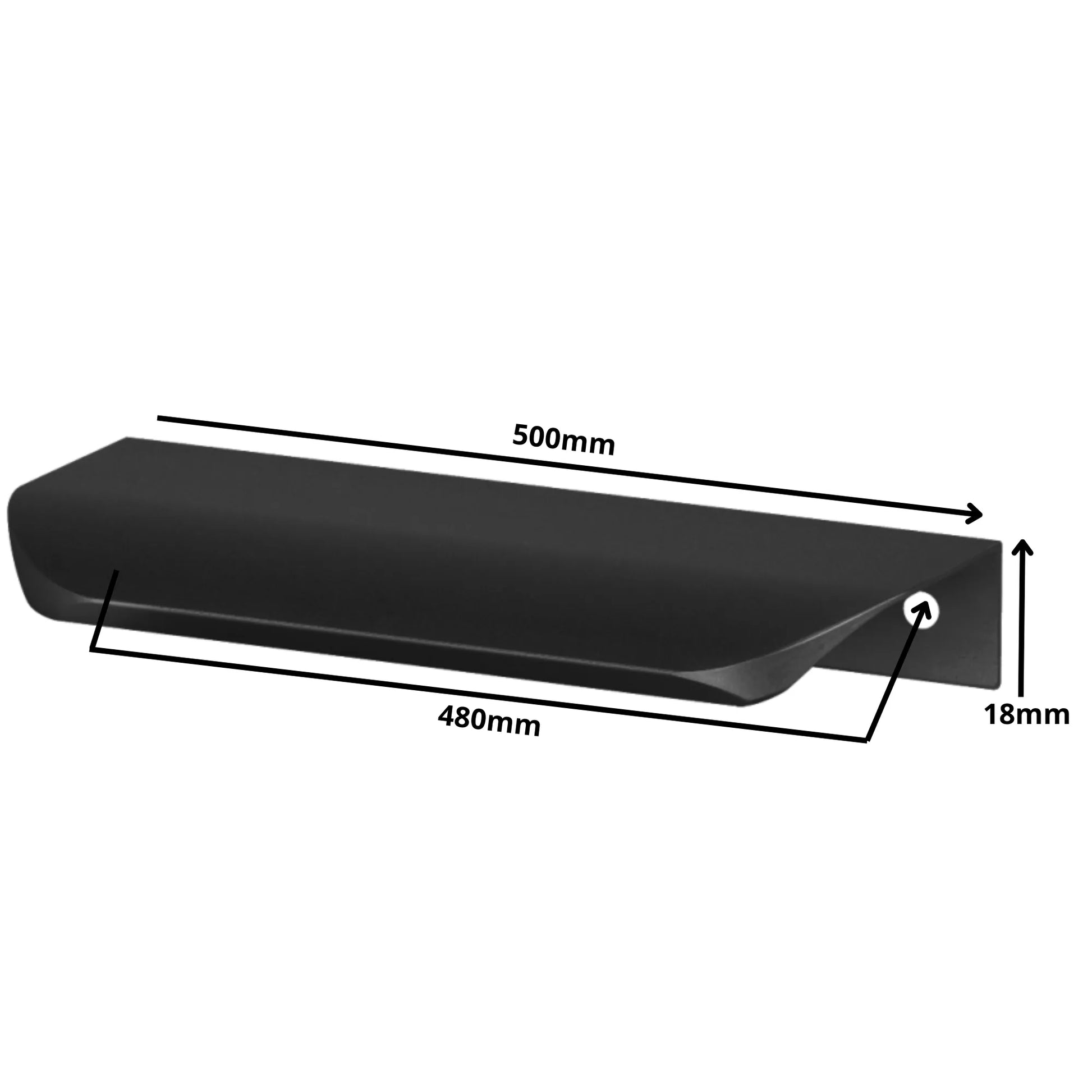 Rounded Edge Profile Pull 18-7/8 inch (480 mm) Hole Center (19-11/16 inch (500 mm) Overall Length) - Matte Black