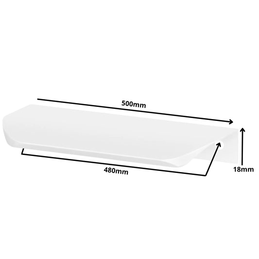 Rounded Edge Profile Cabinet Handle 18-7/8 inch (480 mm) Center-to-Center (19-11/16 inch / 500 mm Overall Length) - White