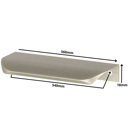 Rounded Edge Profile Cabinet Handle 21-1/4 inch (540 mm) Center-to-Center, 22-1/16 inch (560 mm) Overall Length - Brushed Steel