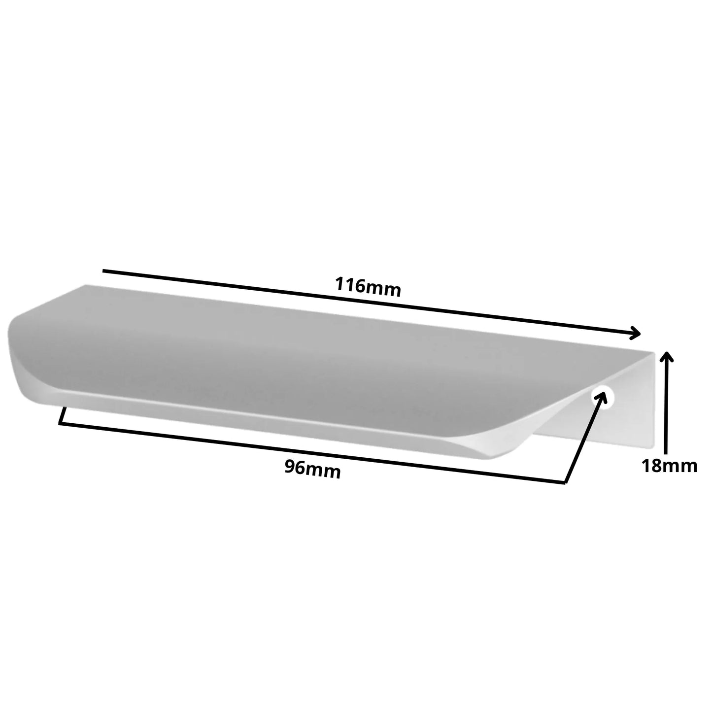Rounded Edge-Mount Profile Pull 3.75 inch (96 mm) Hole Centers (4-9/16 inch / 116 mm Overall Length) - Aluminum