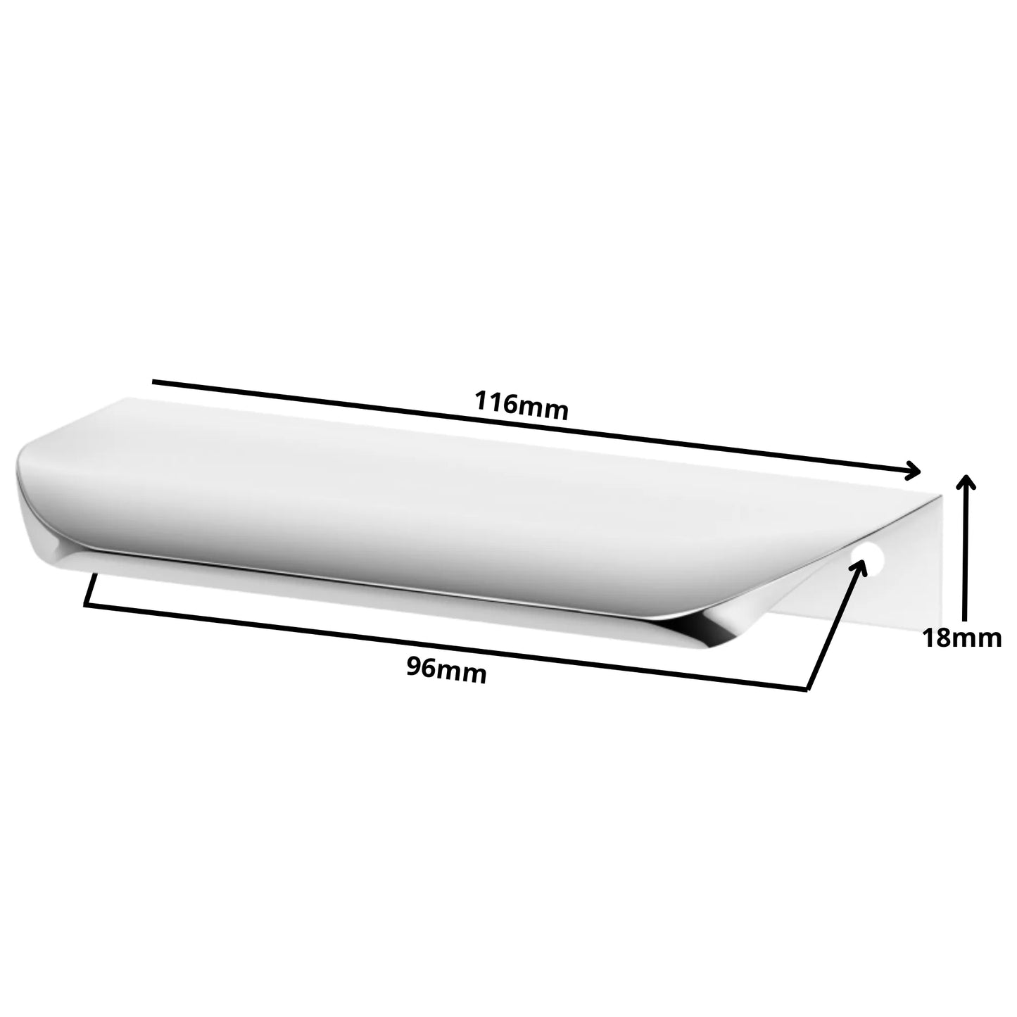 Rounded Edge Profile Pull 3.75 inch (96 mm) Hole Centers (4-9/16 inch / 116 mm Overall Length) - Electropolished