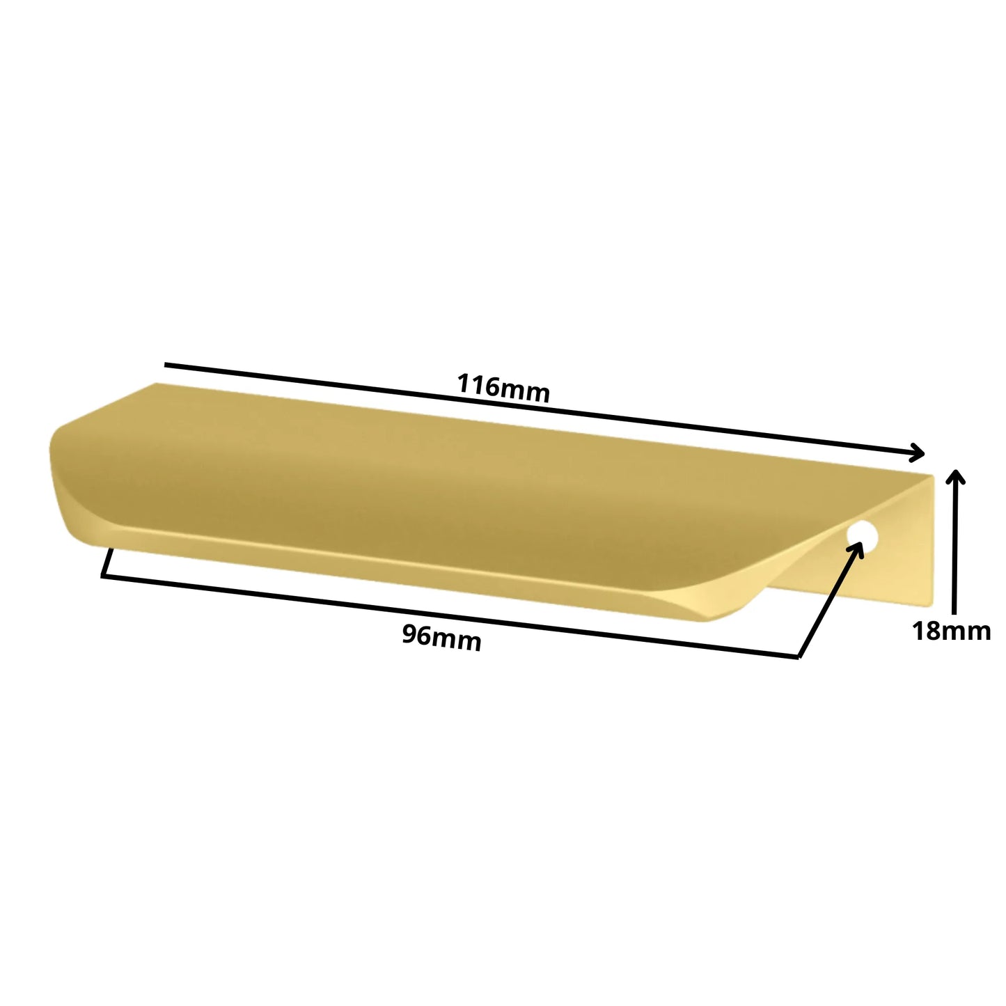 Rounded Edge Profile Pull 3.75 inch (96 mm) Centers (4-9/16 inch / 116 mm Overall Length) - Gold