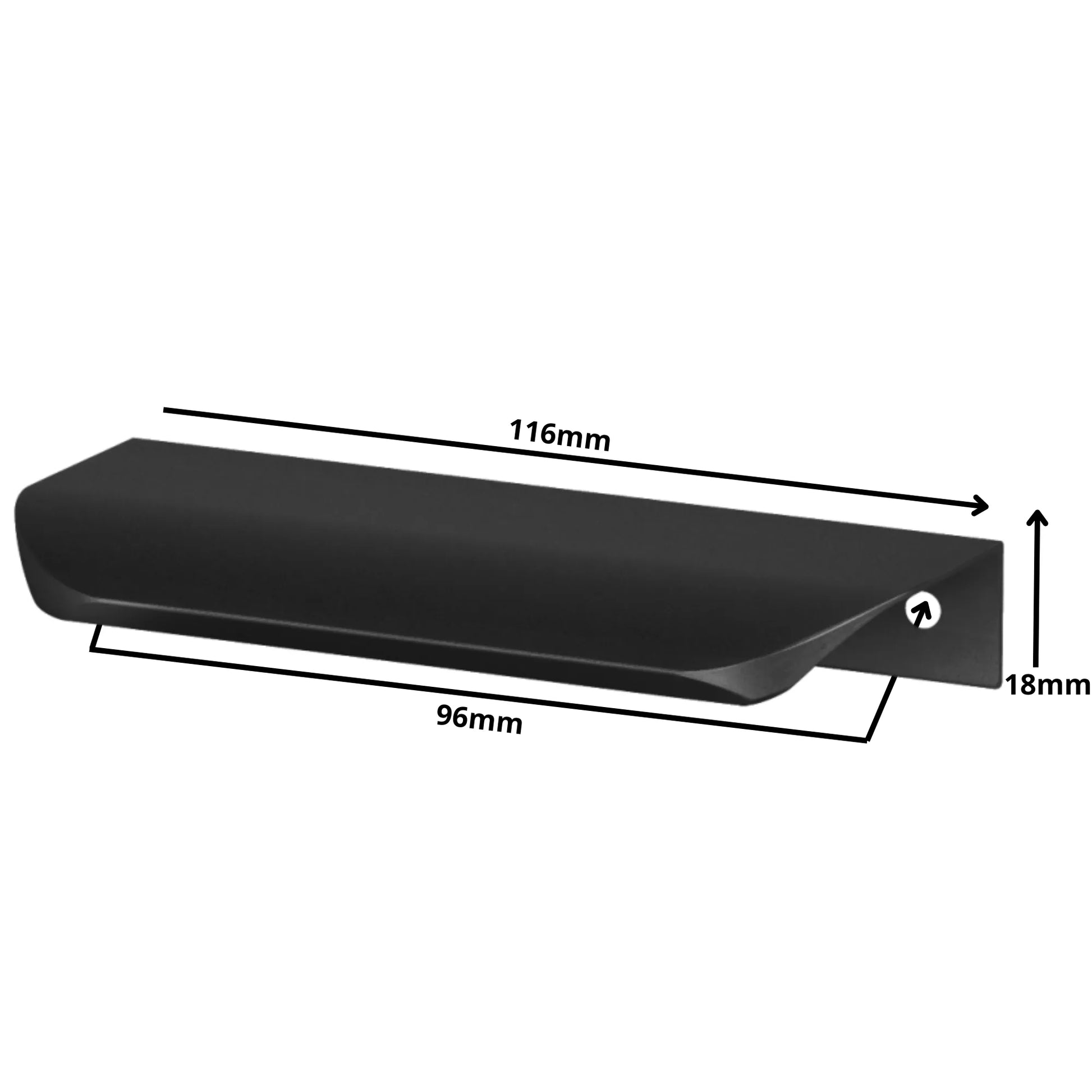 Round Edge Pull 3-3/4 inch (96 mm) Hole Centers (4-9/16 inch / 116 mm Overall Length) - Matte Black