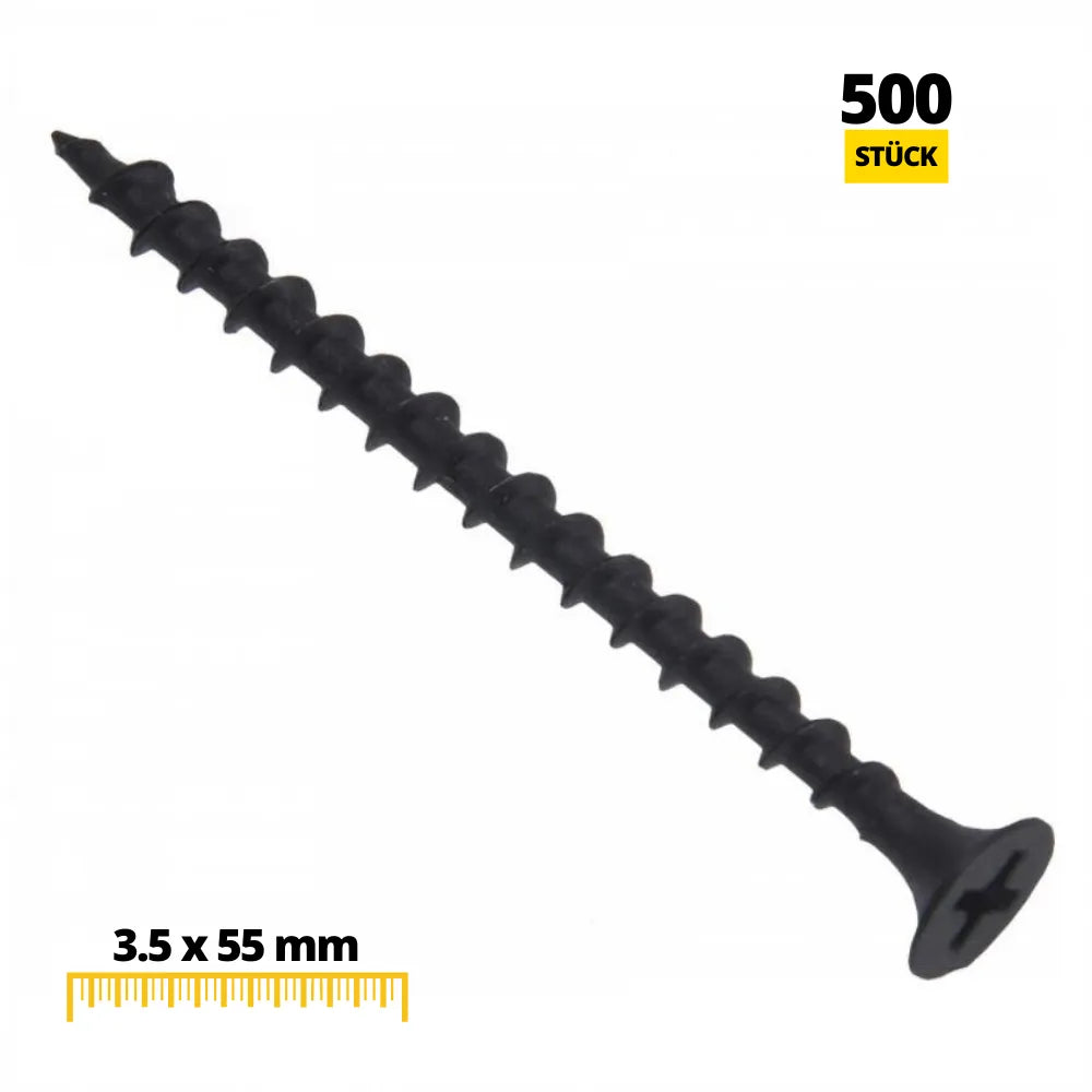 Phillips PH2 Wood Screws 1/8 inch x 2-1/8 inch (3.5 x 55 mm) Black (500 Pack)
