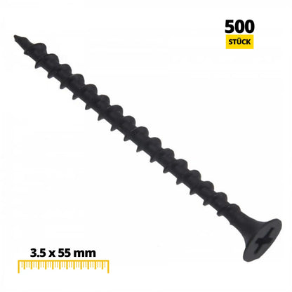 Phillips PH2 Wood Screws 1/8 inch x 2-1/8 inch (3.5 x 55 mm) Black (500 Pack)