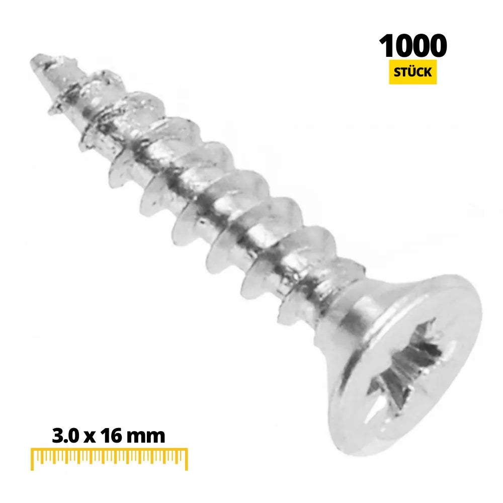PZ1 Wood Screws 5/8 inch (3.0 x 16 mm) White Zinc (1,000 Pack)
