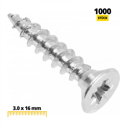 PZ1 Wood Screws 5/8 inch (3.0 x 16 mm) White Zinc (1,000 Pack)