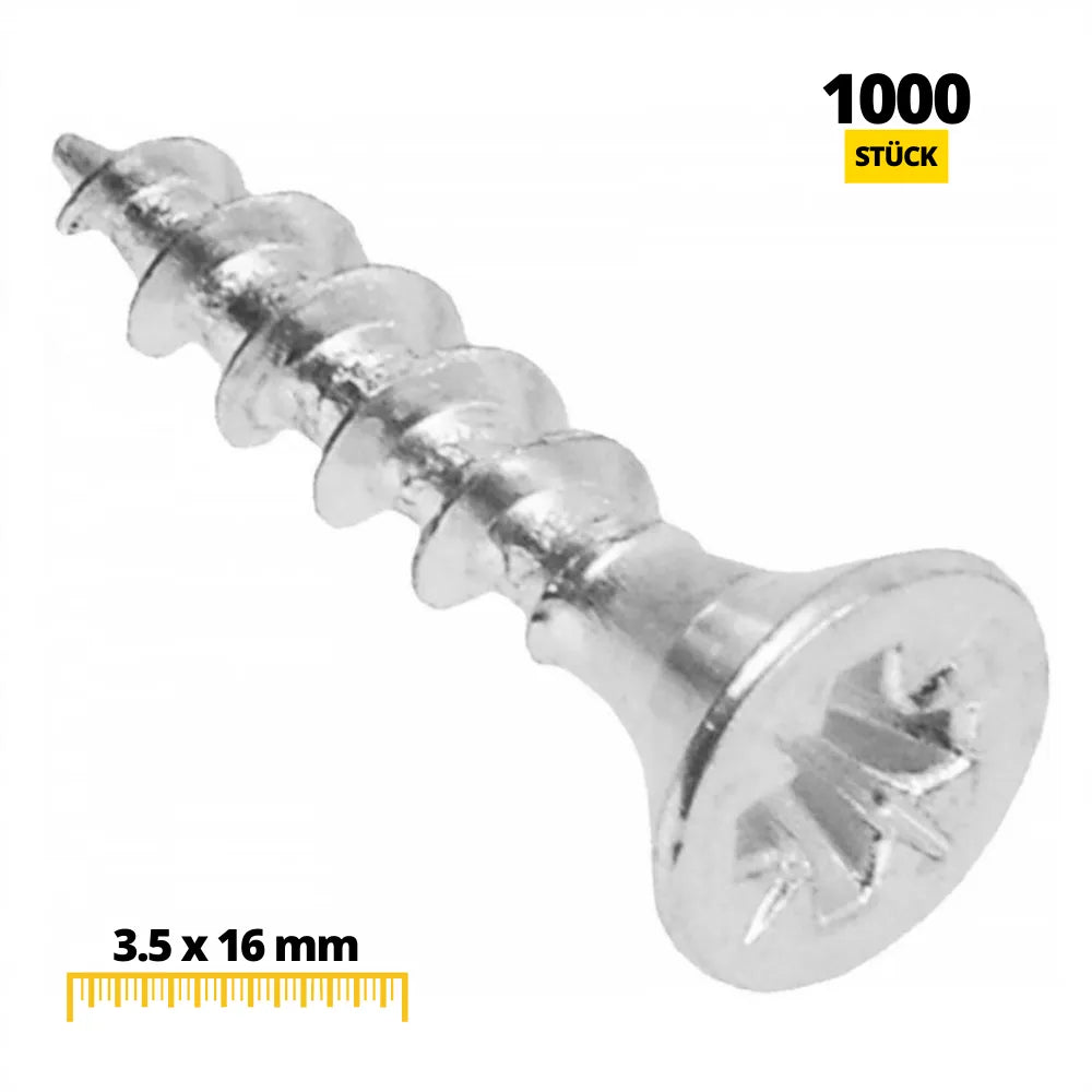Pozidriv Wood Screws PZ2 #6 x 5/8 inch (3.5x16 mm) White Zinc (1000 Pack)