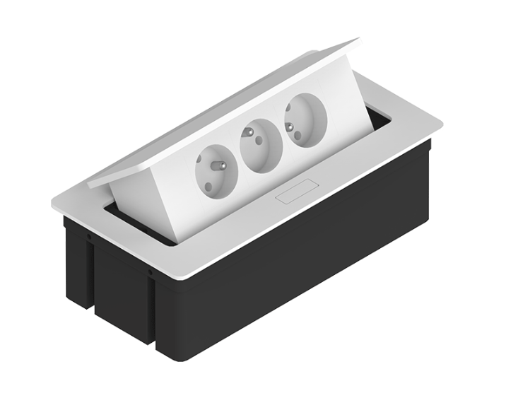 Kwadro Recessed Rectangular Power Strip for Desks