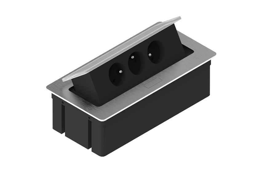 Kwadro Recessed Rectangular Power Strip for Desks
