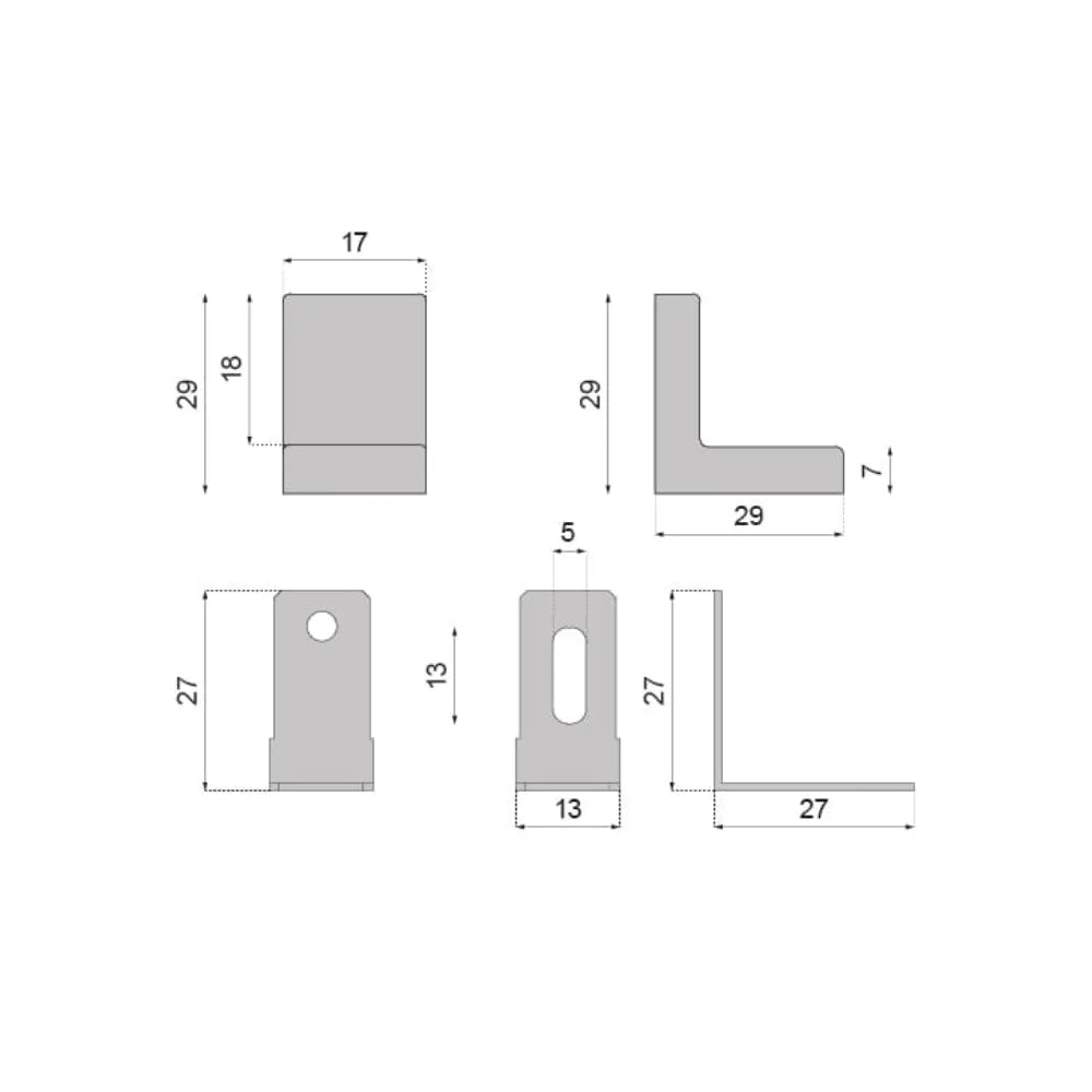 Metal Corner Bracket with Plastic Cover Cap - Gray