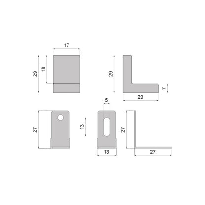 Metal Angle Bracket with Plastic Cover Cap - Wenge